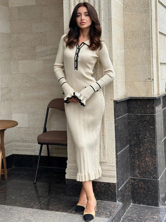 Drapiertes Jersey-Kleid für Damen | Midi