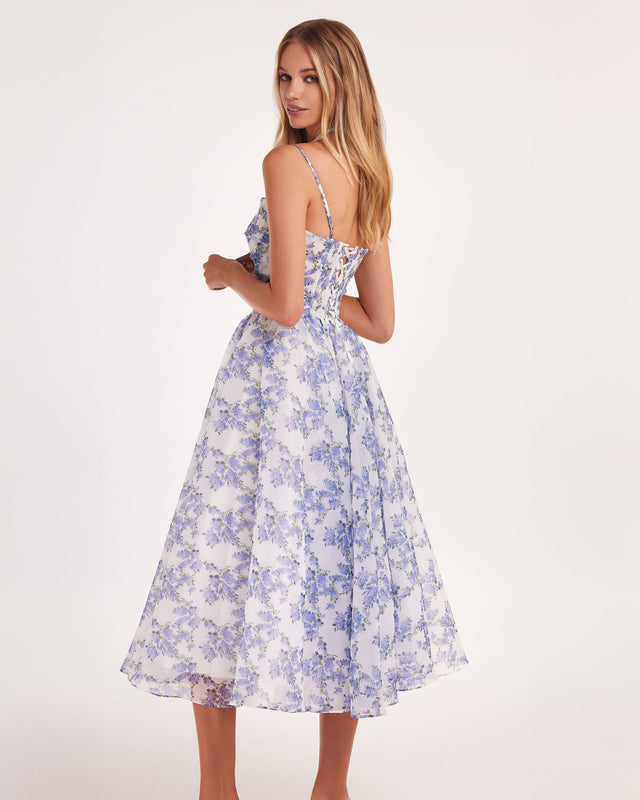Damen Spaghetti-Träger Midikleid | Blumen