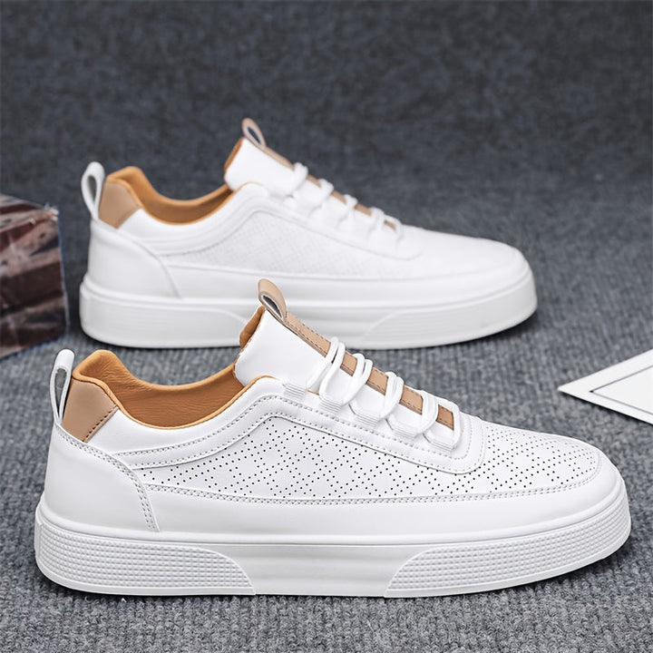 Męskie białe sneakersy | perforowane buty casual