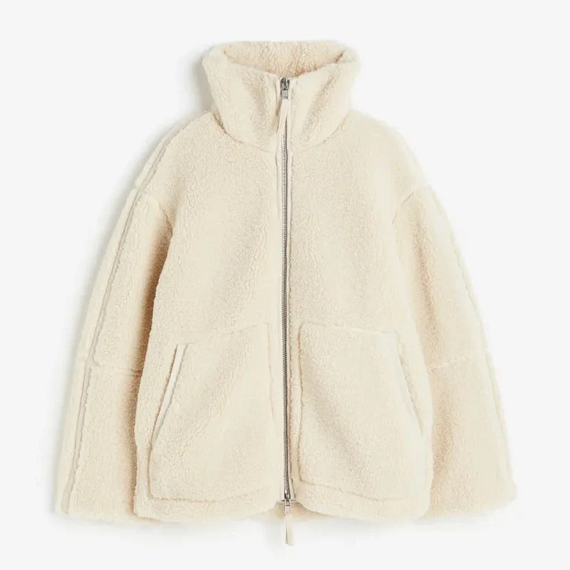 Teddyjacke für Damen | Übergroßer Fleece-Reißverschluss | Parka