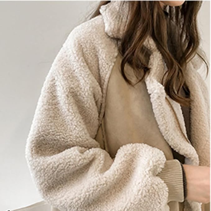 Damenmantel aus Kunstwildleder und Shearling | Winter
