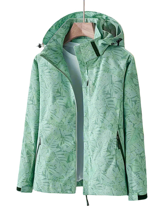 Damen Draußen Jacke mit Kapuze | Leichter Bedruckter Windbreaker