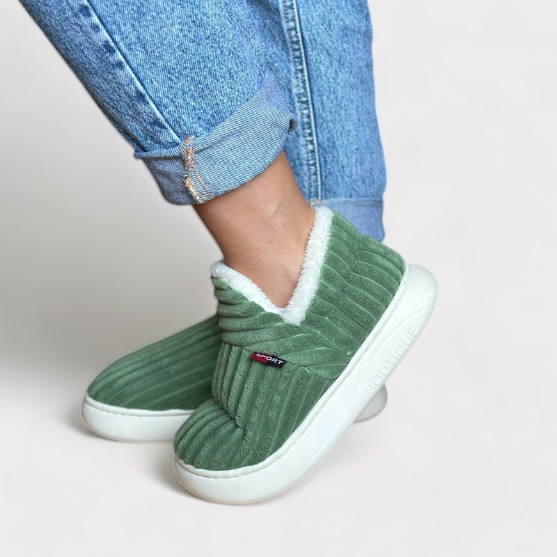 Damen Plüsch Hausschuhe | Warme Slipper mit Rutschfester Sohle