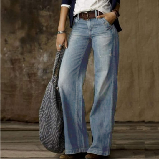 Damenjeans mit Hoher Taille | Vintage Weitgeschnittene Hose