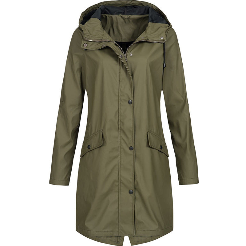 Damen Lange Winterjacke mit Kapuze | Warmer mit Taschen