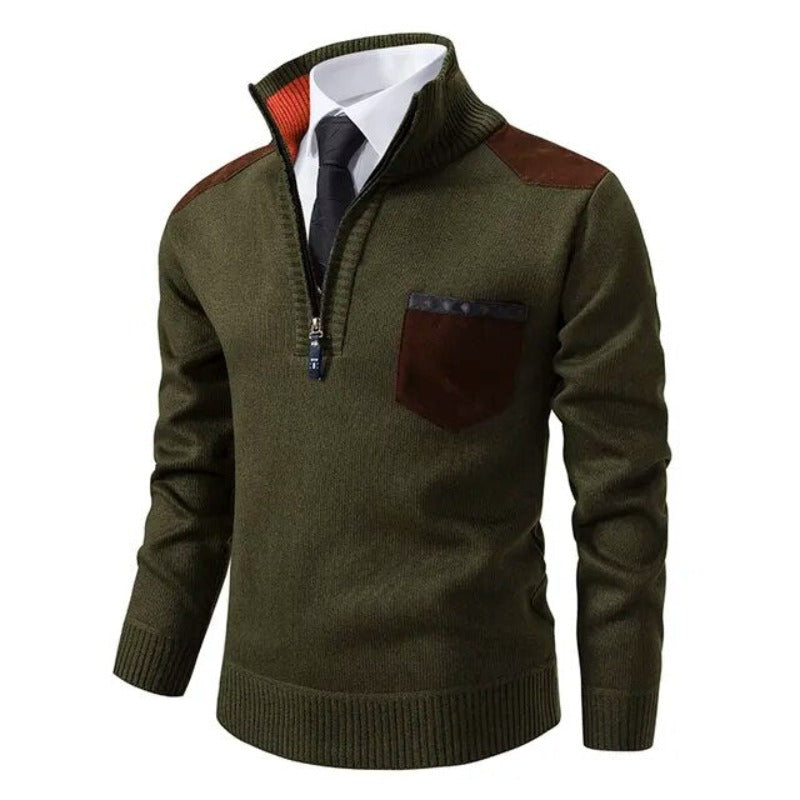 Rollkragenpullover für Herren | Pulli mit Reißverschluss und Patches
