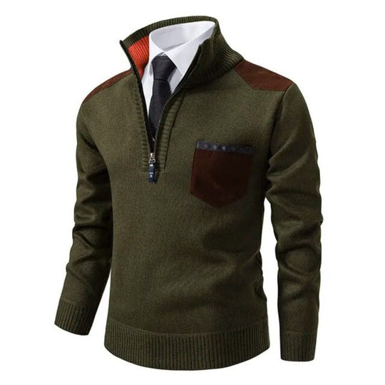 Rollkragenpullover für Herren | Pulli mit Reißverschluss und Patches