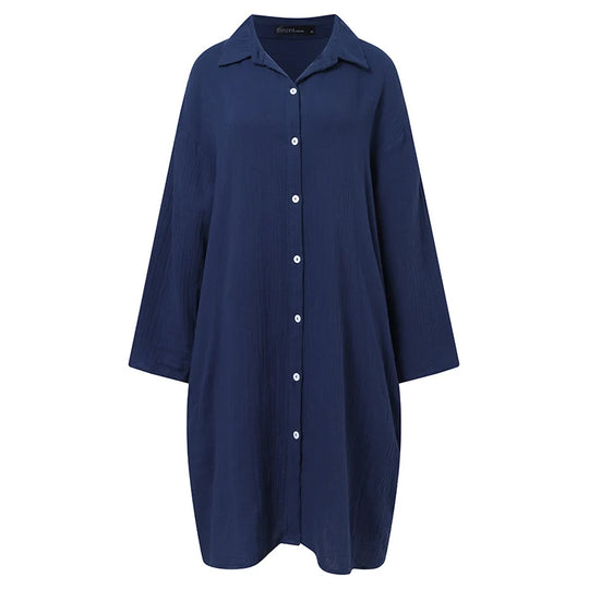 Damen Halsausschnitt Hemd Kleid | Midi