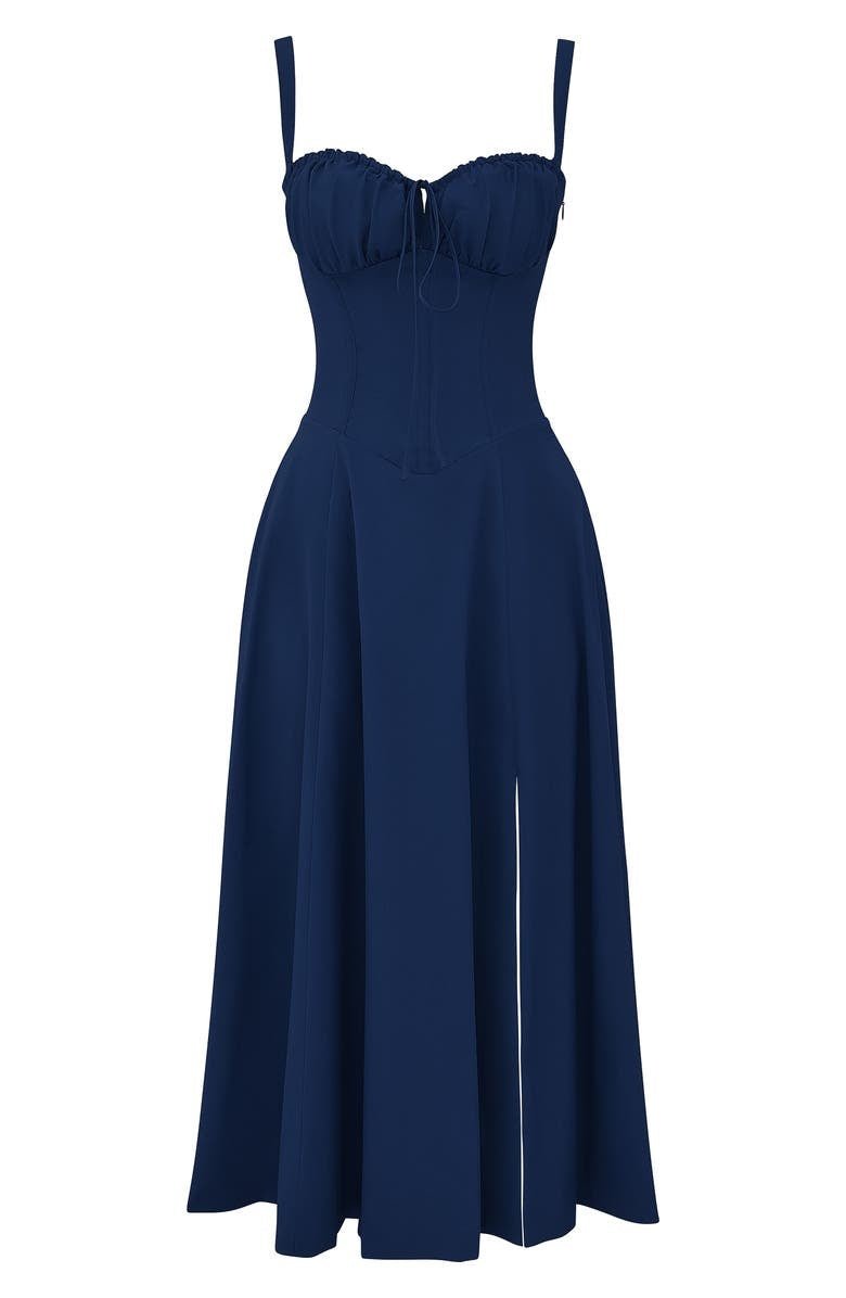 Damen Sweetheart Ausschnitt Blumen Kleid | Midi
