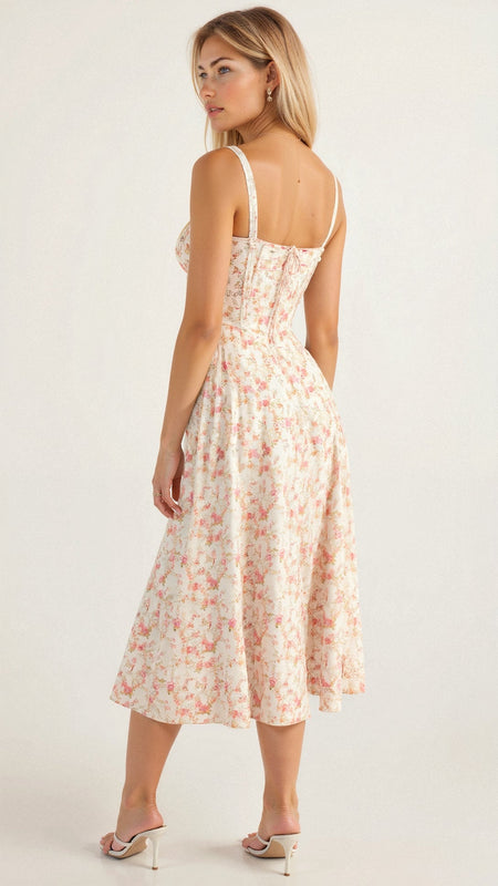 Damen Midi-Sonnenkleid | Hoher Schlitz