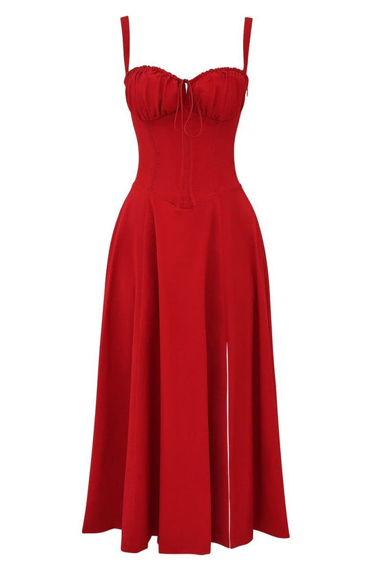 Damen Sweetheart Ausschnitt Blumen Kleid | Midi