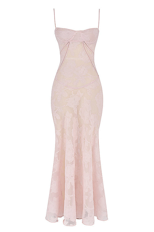 Floral besticktes Damenkleid | Maxi
