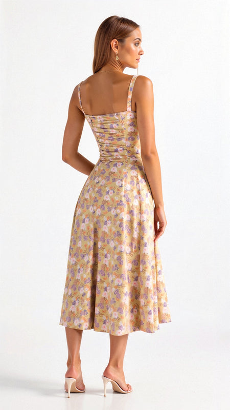 Damen Midi-Sonnenkleid | Hoher Schlitz