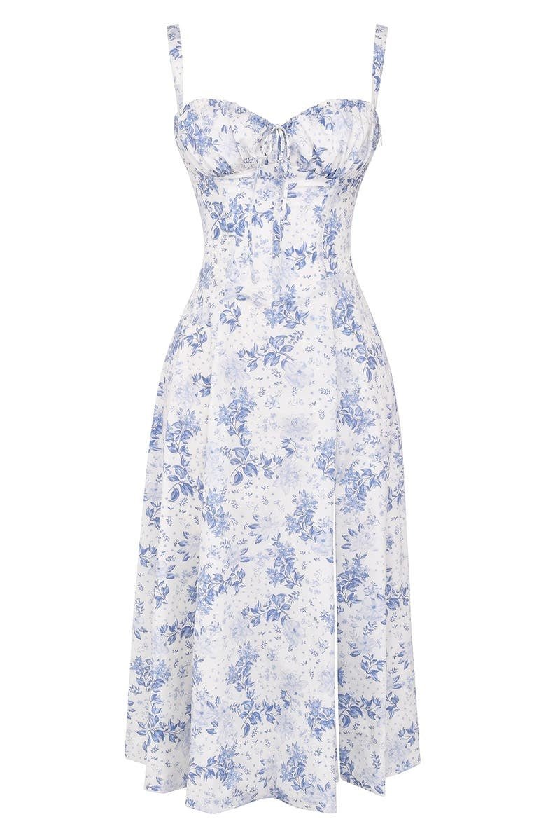 Damen Sweetheart Ausschnitt Blumen Kleid | Midi