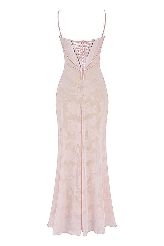 Floral besticktes Damenkleid | Maxi