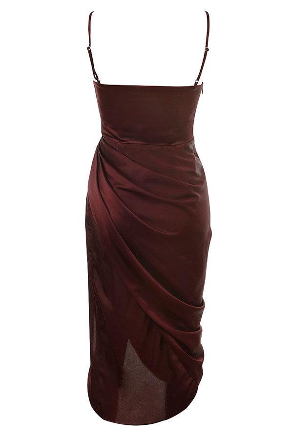 Damen Satin Korsettkleid | Midi