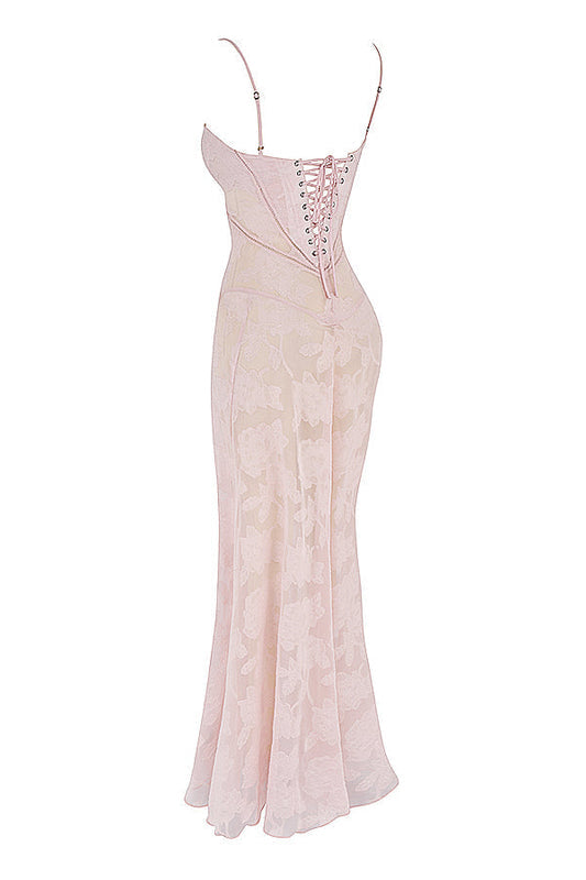 Floral besticktes Damenkleid | Maxi