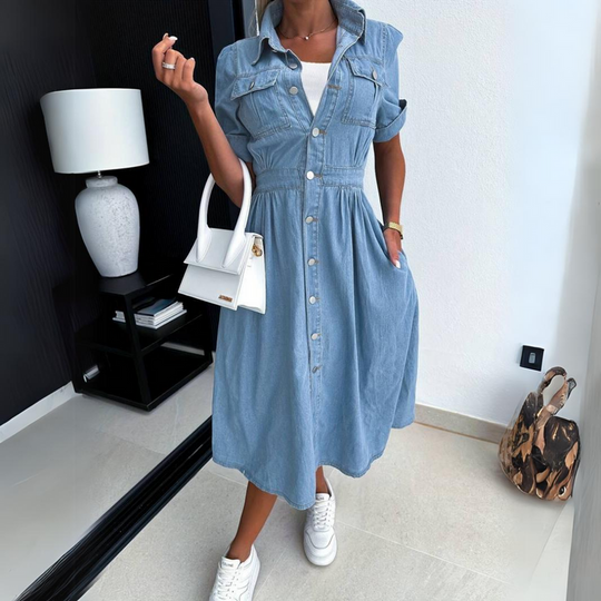 Damen Denim Kleid | Midi