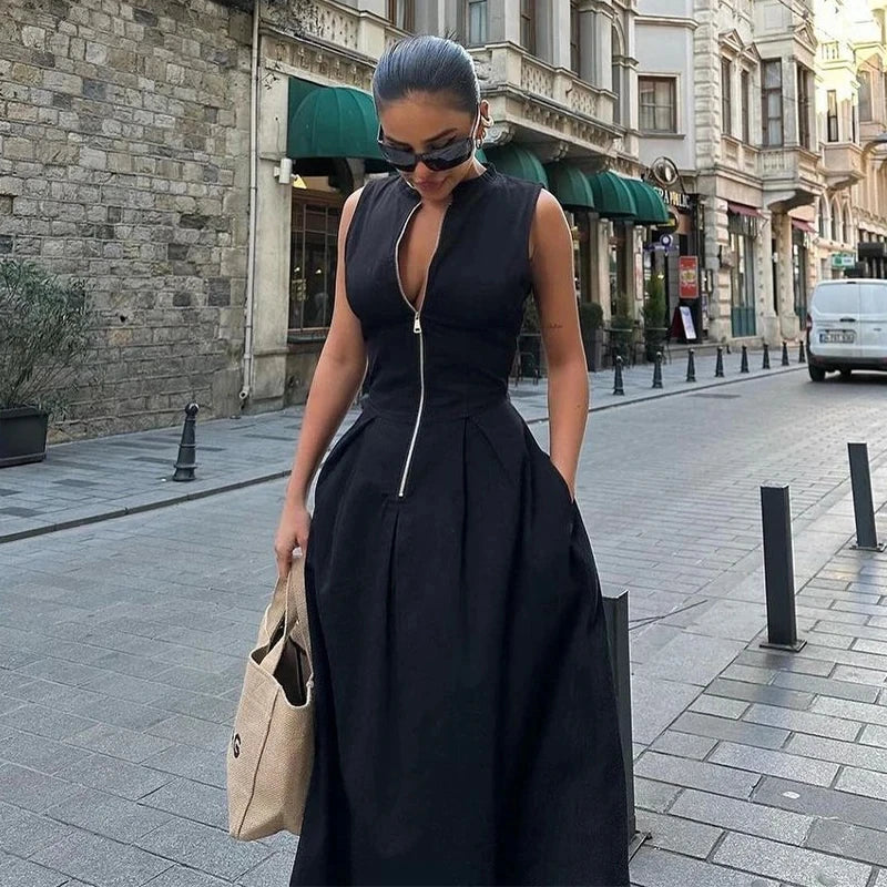 Damen-Kleid mit Reißverschluss | Maxi