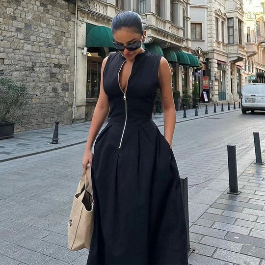 Damen-Kleid mit Reißverschluss | Maxi