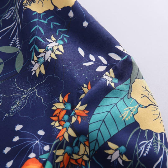 Blumenmuster Langarm Knopfleiste Hemd für Herren | Langarm