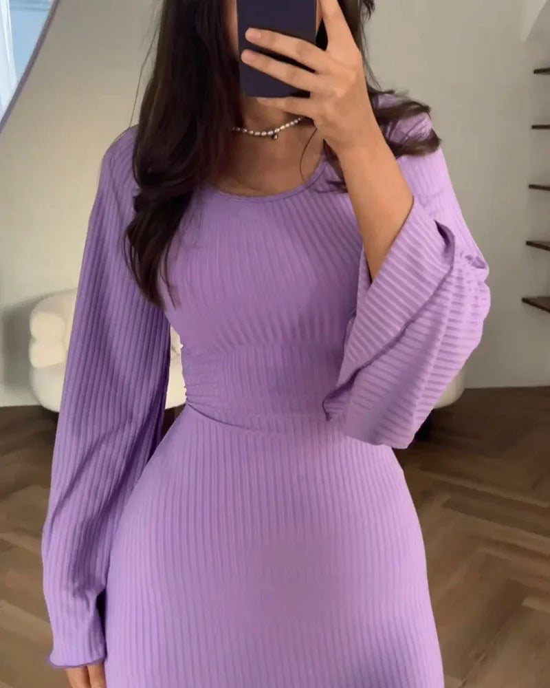Langärmeliges Kleid für Damen | Midi