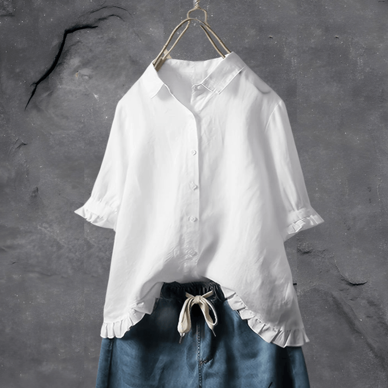 Damen Sommerbluse | Geraffte Ärmel