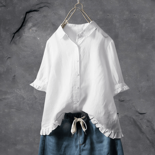 Damen Sommerbluse | Geraffte Ärmel