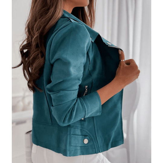 Biker-Jacke für Damen | Oberbekleidung mit Reverskragen und Reißverschluss