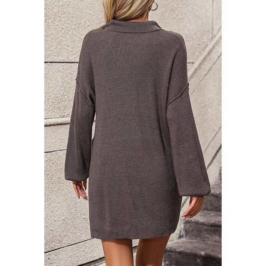 Damen-Strickkleid im Polostil | Mini