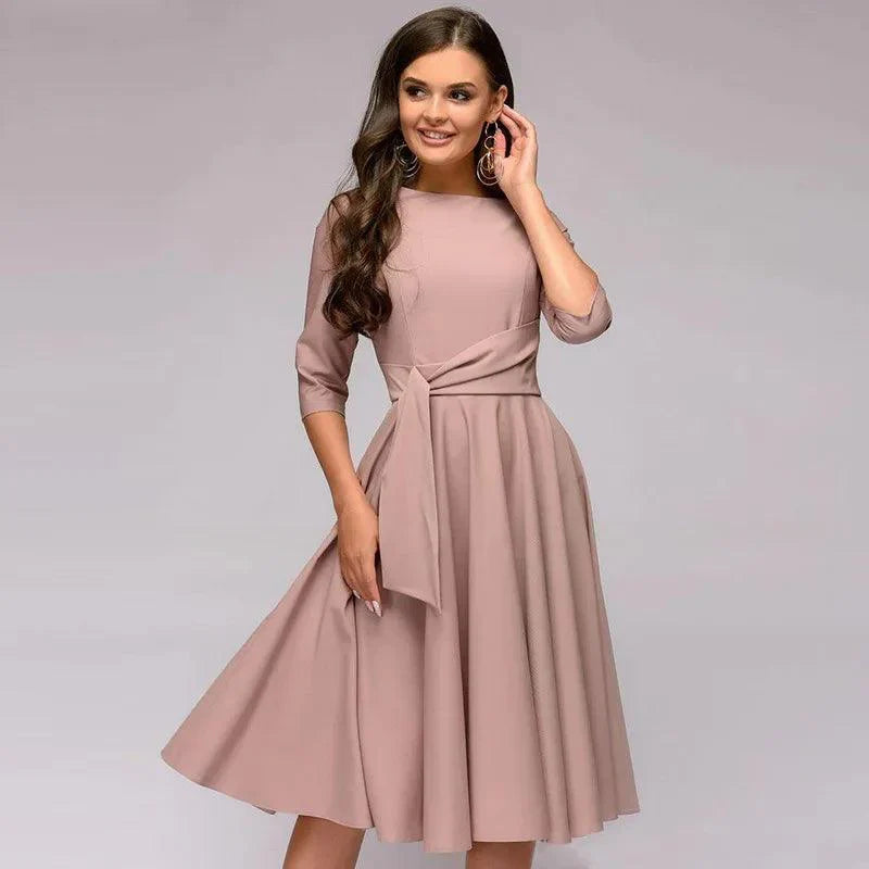 Schickes Midikleid | A-Linie mit Taillengürtel für Damen