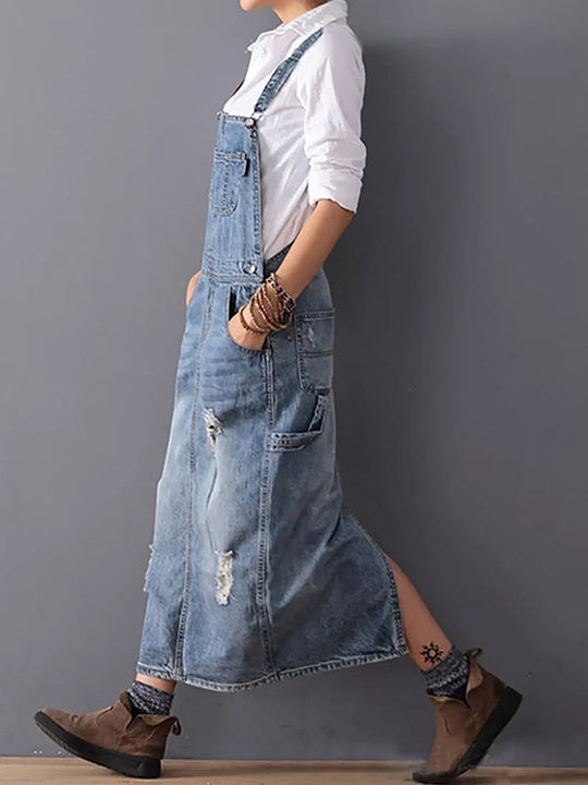 Denim-Kleid für Damen | Midi mit verstellbaren Trägern