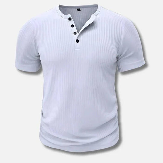 Muskelfit Henley-Hemd für Herren | Gerippt