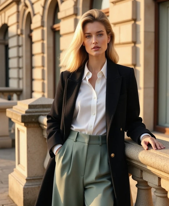 Weites Bein Hohe Taille Plissierte Front Hose für Damen | Seitentaschen