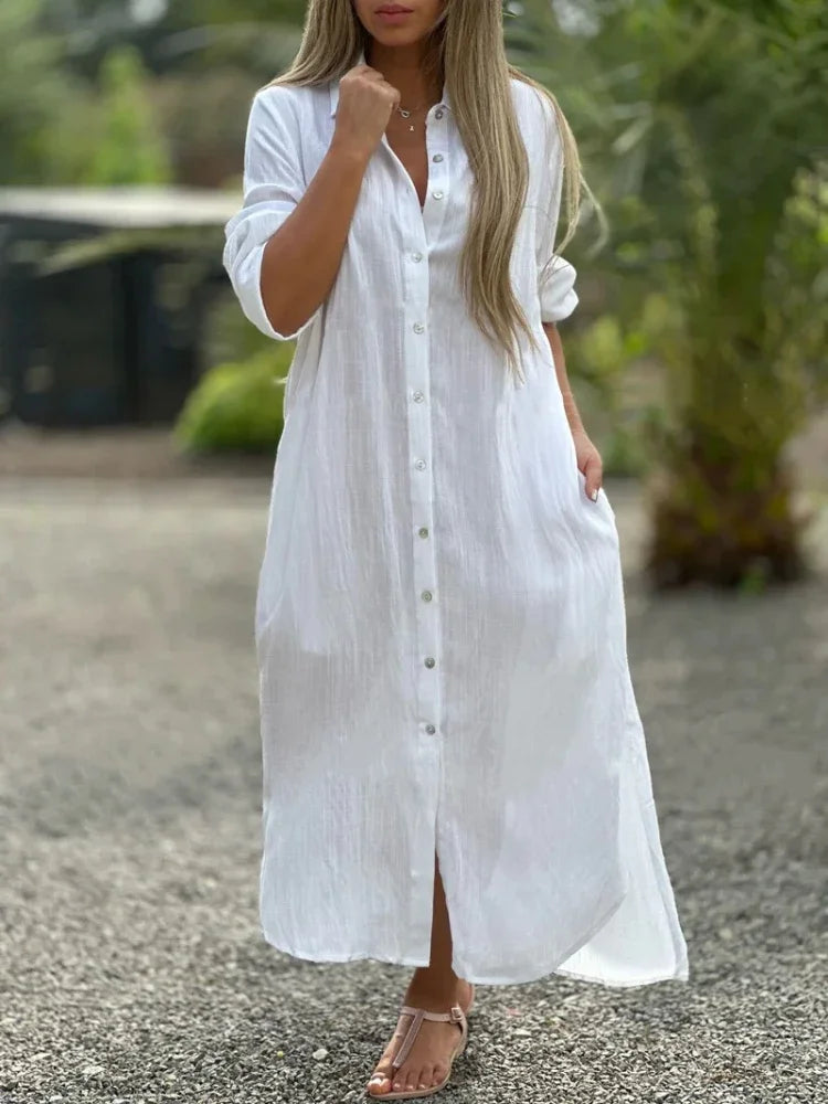 Geknöpftes Kleid für Damen | Maxi