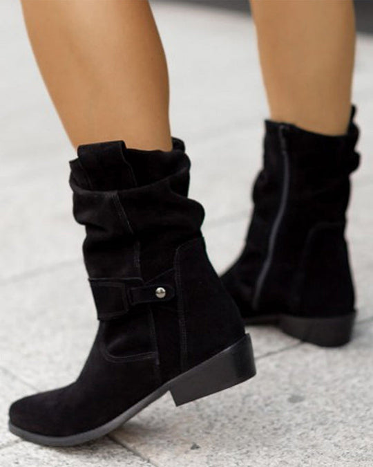 Niederhackige Damenstiefel | Faux Suede