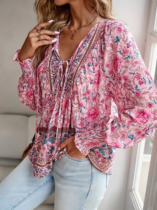 Damen Bluse mit Blumendruck | Boho