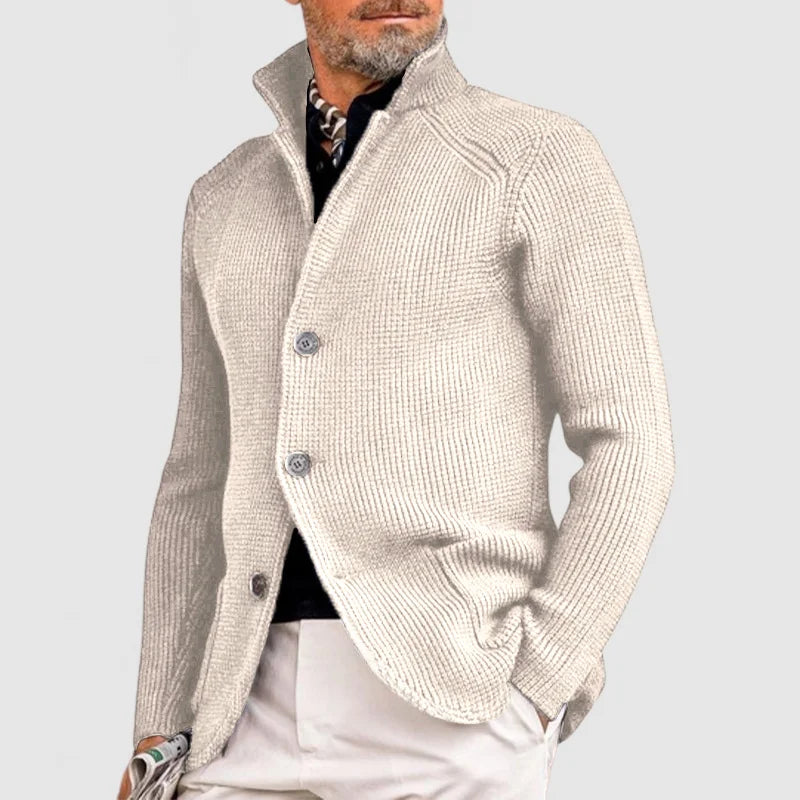 Herren Strickjacke mit Rippenstrick | Klassischer Knopf hoch