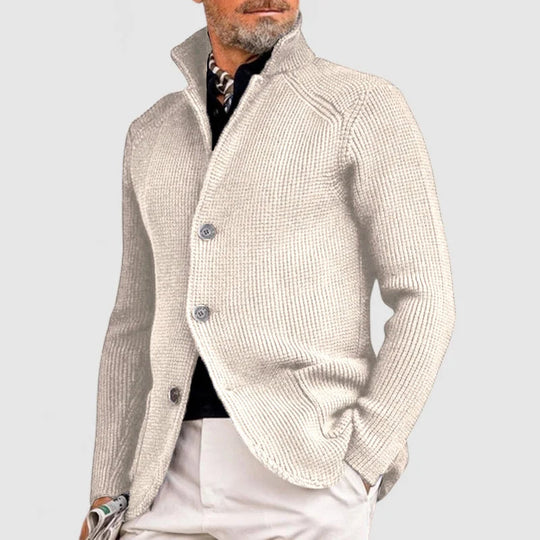 Herren Strickjacke mit Rippenstrick | Klassischer Knopf hoch