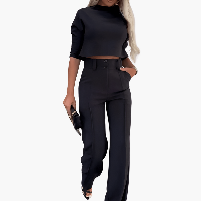 Bauchfreies Top und Hosenset für Damen | Zweiteilig