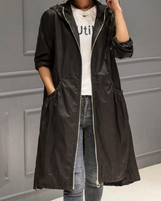 Damen-Kapuzenjacke im koreanischen Stil | Mittellang