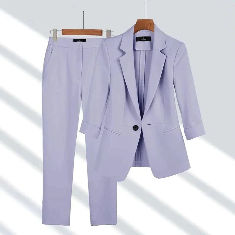 Damen Blazer & Hose Set | Einzelner Knopf