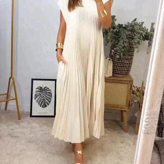 Fließendes Plisseekleid für Damen | Midi