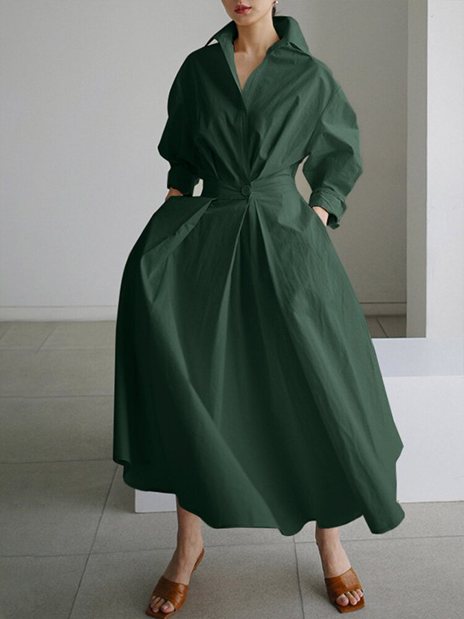 Plissiertes A-Linien-Kleid für Damen | Midi