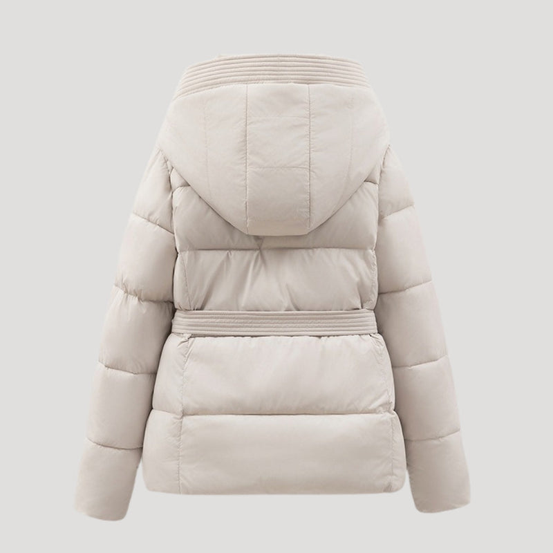 Gefütterte Jacke mit Bindegürtel für Damen | Kurze Oberbekleidung mit Kapuze