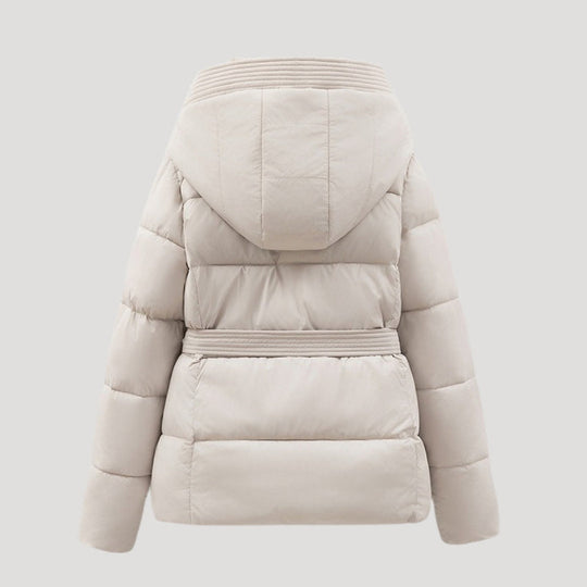 Gefütterte Jacke mit Bindegürtel für Damen | Kurze Oberbekleidung mit Kapuze