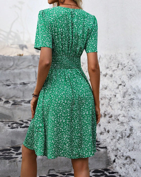 Damen Sommer V-Ausschnitt Kleid | Midi