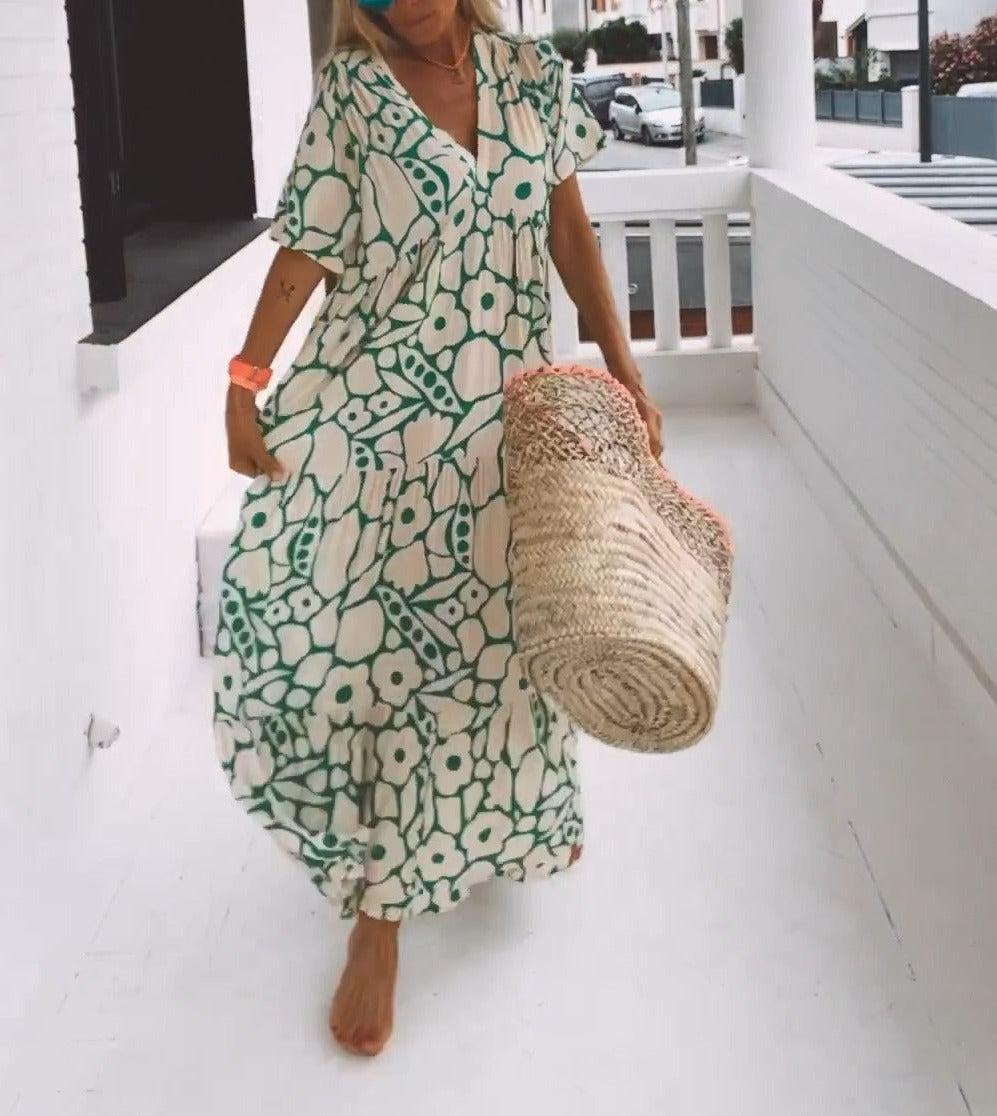 Damen Kleid mit kurzen Ärmeln | Midi