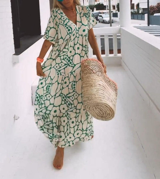 Damen Kleid mit kurzen Ärmeln | Midi