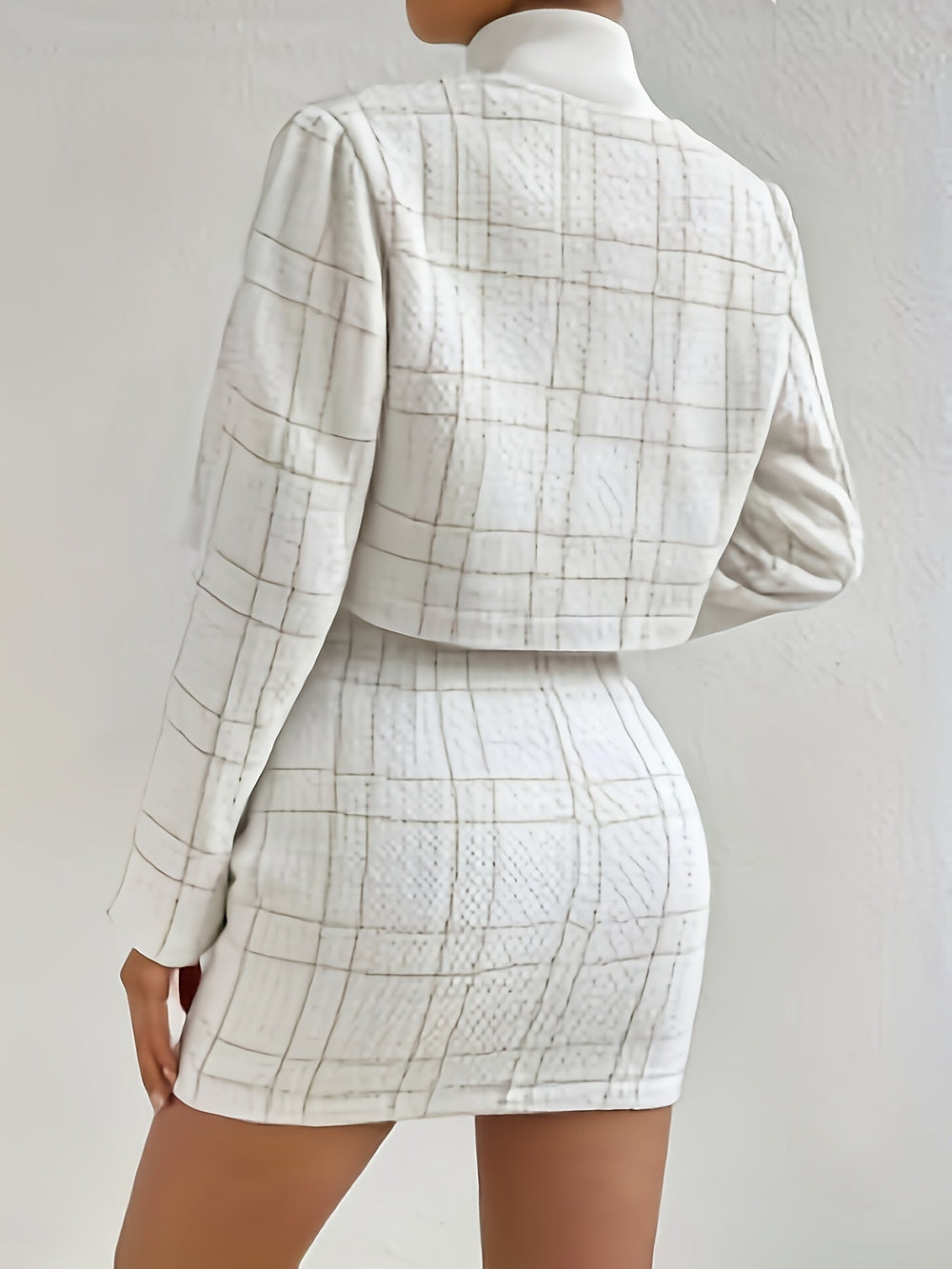 Damen-Kariertes Outfit-Set | Dreiteilig